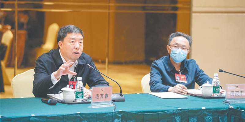 毛万春委员参加省政协七届五次会议分组讨论。